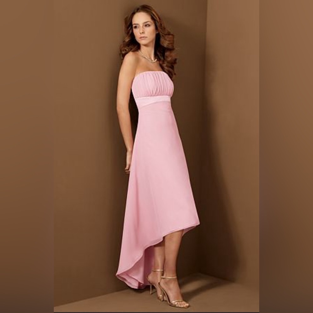 Alfred Angelo Elegant Pink Strapless Bridesmaid Formal High-Low Dress Sz 14